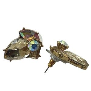 J. Crew Rhinestone Stud Earrings Gold Tone‎ Statement Cocktail Party Jewelry